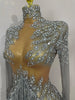 Sexy Performance Stage Costume Sparkly Rhinestones Tassel See-Through Dress Women Bars Nightclub Party Latin Dance Dress
