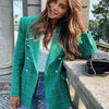 textured suit lapel long sleeved double row button pocket decoration Spring and Autumn women's versatile suit jacket