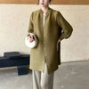 Spring Pleated Single Breasted Cardigan Coat For Women Casual Elastic Loose Mid-Length Coat 2DB5482