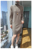 Selling 100% Mink Cashmere Knitted Women's High Neck Pullover Dress Sweater Slim Fit Solid Color Long Women's Dress