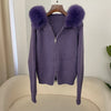 Knitwear Cardigan Women Spring Knitted Jacket Female Autumn Hooded Real Fox Fur Coat Natural Short Fur Coat Casual