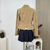 Women's Autumn Vintage Slim Fit Chic Metal Buttons High Waist Cropped Casual Coat Office Lady Suit Jacket Tops J407