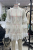 Women Lace Sheer Dress Sexy See Through Mesh Long Sleeve High Neck Floral Cover Up Cocktail Party Mini Dresses