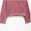 Women's Pink Corduroy Pu Leather Collar Cropped Jacket Long Sleeve Zipper Coat All-match Spring Autumn Outfit