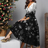 Christmas Dress Women Snowman Snowflake Print Elegant Party Dresses Woman Fall Flare Sleeve Pullover Party Dress