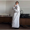 Detachable Triangle Shawl Long Puffer Coat Stand Collar Waist Tie Belt Button Solid Loose Women Coats Winter Commute Outfit