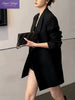 Korean Elegant Slim Fit Blazer Coat Women V-Neck Long-Sleeve Double Breasted Casual Black Coat Office Style Blazers