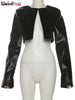 Faux Leather Jacket Women Hipster Snake Print Fall O-Neck Full Sleeve Street Wild Basic Outwear Crop Overcoat