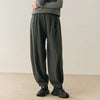 Women Cashmere Pants Autumn Winter Casual Loose Long Bloomers 100% Cashmere Knit Pants Chic Drawstring Pocket Cashmere Trousers