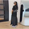 Solid Color Loose Fit Flare Sleeve Tiered Dress Crew Neck Ruffle Hem Pleated Long Maxi Dresses Spring Chic Casual Outwear