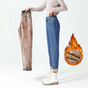 Winter Female High Waist Grunge Thicken Jeans Girls Y2k Clothes Thermal Harem Pants Women Streetwear Black Blue Trousers