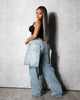Women's Patchwork Asymmetric Jeans High Street Holes Wide Leg Vintage Casual Streetwear Denim Trousers