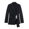 Lady Elegant Sashes-Buckle Blazer Spring Commute Blazer Women High Street Dinner Dating Blazer