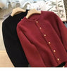 Crew neck 100 pure cashmere cardigan small fragrant coat women's spring and autumn loose wool knit sweater