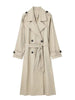 Women With Belt Solid Double Breasted Trench Vintage Lapel Neck Long Sleeves Female Chic Lady Outfits