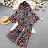Europe and America Style Women's Spring Vintage Plaid Ruffled Shirt Long Pants Sets