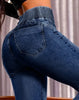 Allukasa autumn winter Elegant High Waist Button Front Casual Female Jeans Sexy Back Shirred Trouser Bottom