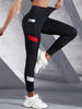 Colorblocked Mesh High Waist Yoga Pants with Side Pockets Leggings for Women Tummy Control Workout Shaping Leggings