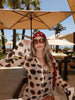 Women Chic Vacation Outfits Leopard Print Sheer Chiffon Shirt Casual Turn-down Collar Mini Dress & Detachable Scarf