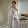 Solid Blazer Long Pants Sets Women Spring Long Sleeve Lace Up Suit Coat Wide Leg Straight Long Pant 2 Pieces Sets