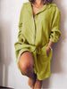 Autumn Elegant Cotton and Hemp Women's Dress Elegant Commuting Style Flip Collar Single Breasted Elegant Dress