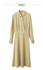 Minimalist French Long-sleeve Shirt Dress for Women Autumn A-line Office Lady Solid Midi Dresses Vestidos 12343290