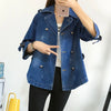 Denim Cape Coat Female Jacket Double Breasted Jackets Women Office Lady Windbreaker Denim Basic Coats Autumn Overcoat