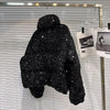 Winter Heavy Industry Colorful Sequin Stand Collar Warm Jacket For Women Cotton-padded Coat 11A07258
