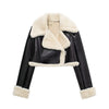 Double Sided Short Jacket Women Warm Thick Lapel Lambswool Coat Autumn Winter Vintage Female Fleece Chic Tops