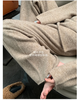 Korean Version of Soft Waxy Lazy Wind Knitting Set Gentle Round Neck Pullover Sweater Wide Leg Pants Two-piece Set Women