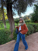 Chic Orange Velvet Lapel Short Jacket Women Solid Loose Single Breasted Full Sleeves Pockets Jackets Lady Casual Daily Wear