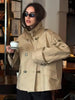 Two-color Retro Short Trench Coat Classic Women's Short Trench Coat With Epaulettes is Suitable For Elegant Wais