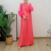 Pleated Dress Round Neck Spliced Fungus Full Sleeve Dresses For Women 2026New Spring Clothing