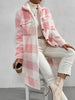 Winter Women's Long Coat Plaid Plush Lapel Pocket Button Cardigan Top Street Versatile Warm Jacket for Female