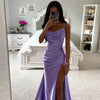 Women's Spring Bra Shrink Pleated Split Satin Dress Sexy Slim Fit Wrap Hip Dress