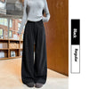 Korean White Corduroy Wide Leg Pants Women Autumn Loose Long Pants with Pockets Woman Daily Wear High Waist Casual Trousers