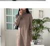 Autumn Winter Loose Turtleneck Women's Knitted Long Dresses Long Sleeve Vintage Straight A-line Dress Female