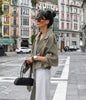 Women's Lace Up Cropped Trench Coat Lapel Long Sleeve Solid Loose Jacket Autumn Winter Female Street Outerwear