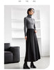 Black Wide-Leg Pants Autumn Flowy Ankle-Length Side Zipper Detail Trousers Office Lady Commuter Bottoms A1738