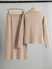 Autumn Winter Knitted Two-piece Set Women's Elegant Cardigan Sweater Jacket A-line Skirt Set Small Suit Collar Set Skirt