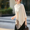 Women 100% Merino Wool Cloak Pullover Shawl Grace Simple Style Office Lady Mid Long Contrasting Cloak Autumn Winter Cashmere Top