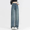 Woman Korean Double Buckle Design Jeans Female Winter Snow Warm Thermal Plush Pants Girls High Waist Denim Trousers