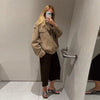 Vintage Tie-dye Suede Women Jacket Long Sleeve Lapel Zipper Slim Female Short Jackets Spring Pocket Lady Outwear