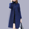Women Woolen Blend Trench Coats Cold Winter Thicken Turn Down Collar Long Sleeve Overcoats Outwear SMSM-LLG5641