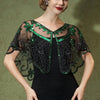 1920s Sequin Flapper Shawl Vintage Thin Breathable Shiny Cape Elegant Style Outside Short Cloak For Women Banquet