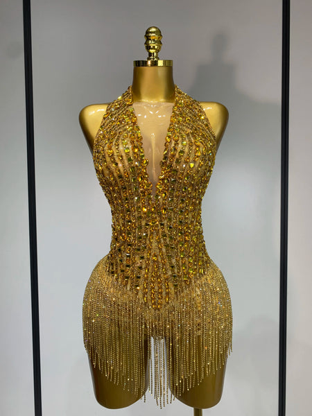 Women Sexy See Through Stretch Bodysuits Birthday Dress Dancer Performance Wear Mesh Rhinestone Nightclub Hotwife Outfit