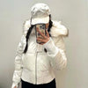 Women's Cotton Jacket Fur Collar Zipper Slim Waist Pocket Warm Thicken Coat Autumn Winter Hooded Jacket Lady Outwears