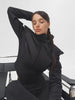 Women's Winter Jacket Wide Shoulder Coat Waist Cinching Cropped Padded Top Street Stand Collar Long Sleeve Irregular Hem Coats