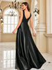 Elegant Sequins Evening Dress For Women Deep V-neck Satin Prom Party Green Dress Floor Length Blue Formal Gowns
