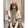 Cute twist knitted pullover cape sweater for women autumn and winter loose and thick high-neck design youthful mid-sleeved top